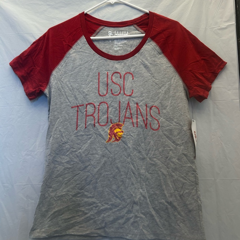 Trojan Apparel Red and Gray USC Trojans Women's Short Sleeve Tee Sz M NWWT